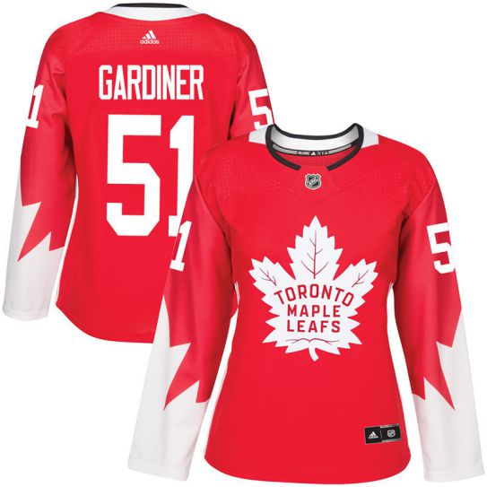 2017 NHL Toronto Maple Leafs women #51 Jake Gardine red jersey->women nhl jersey->Women Jersey